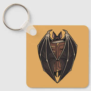 Gothic Bat Reading Dark Spell Book Keychain