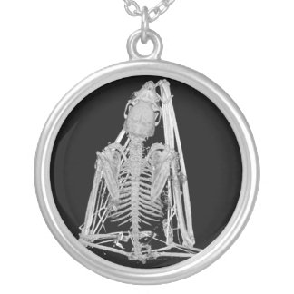 Gothic Bat Skeleton Silver Plated Necklace