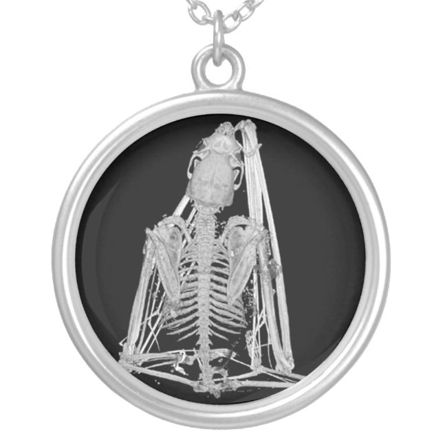 Gothic Bat Skeleton Silver Plated Necklace (Front)