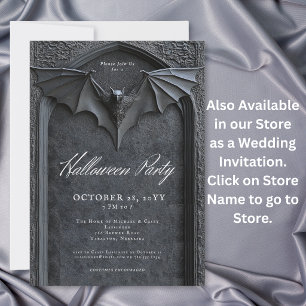 Gothic Bat Tombstone Halloween Party Invitation