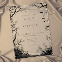Gothic Bat Tree Engraving Black Wedding