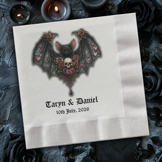 Gothic Bat Wedding Table Napkins (Creator Uploaded)
