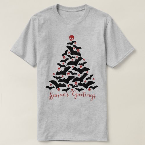 Gothic Bats Christmas Tree T_Shirt