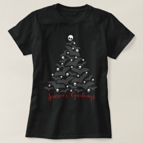 Gothic Bats Christmas Tree T_Shirt