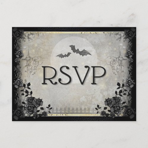 Gothic Bats Gray RSVP PostCard