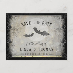 Gothic Bats Gray Save the Date PostCard