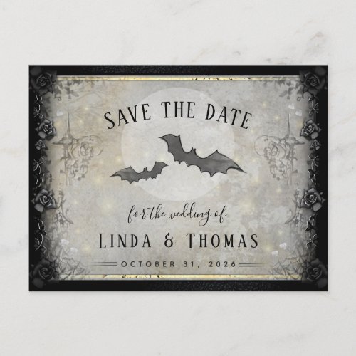 Gothic Bats Gray Save the Date PostCard