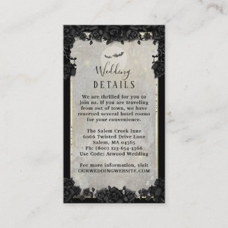 Gothic Bats Halloween Elegant Wedding Details Enc Enclosure Card