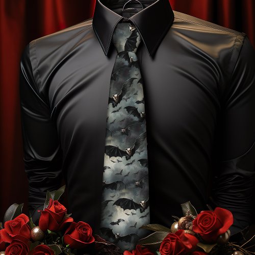 Gothic Bats Halloween  Gothic Wedding Neck Tie