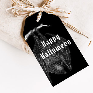 Gothic Bats Happy Halloween Party Gift Tags