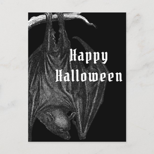 Gothic Bats Happy Halloween Postcard (Front)