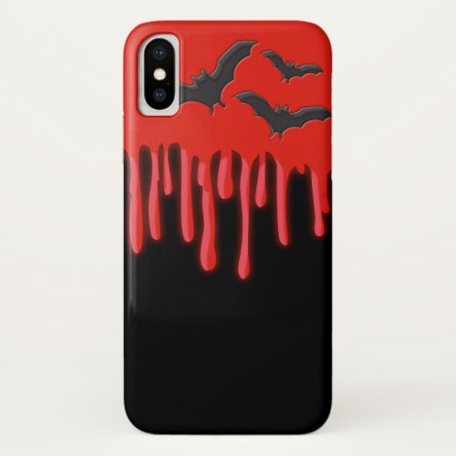 Gothic Bats  Red Dripping Blood Halloween iPhone XS Case