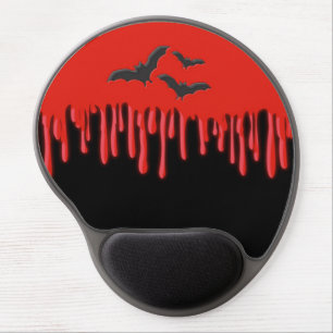 Gothic Bats & Red Dripping Blood Halloween Gel Mouse Pad