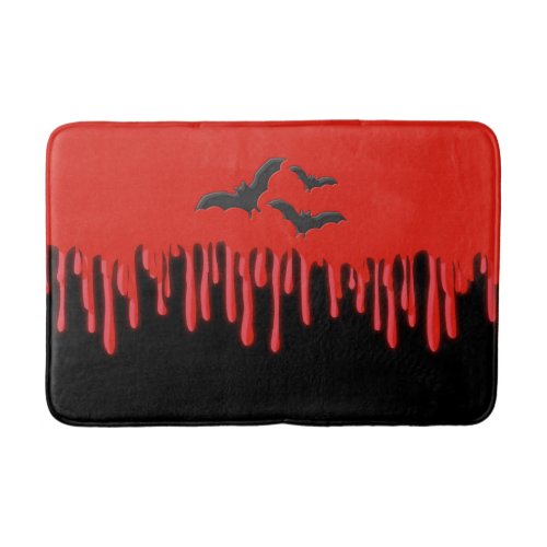 Gothic Bats  Red Dripping Blood Halloween Party Bath Mat