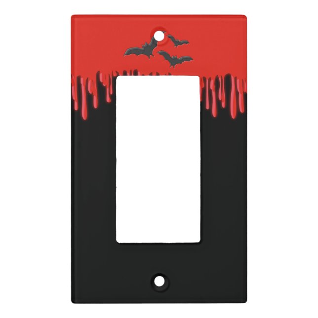 Gothic Bats & Red Dripping Blood Halloween Party Light Switch Cover (Front)