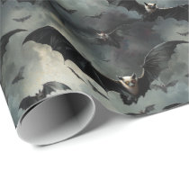 Gothic Bats Stormy Sky Halloween & Gothmas Wrapping Paper