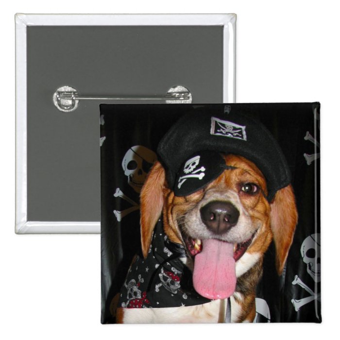 Gothic Beagle Pirate dog Button