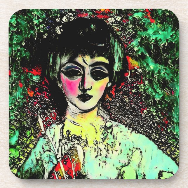 Gothic Beauty Portrait  Beverage Coaster (Front)