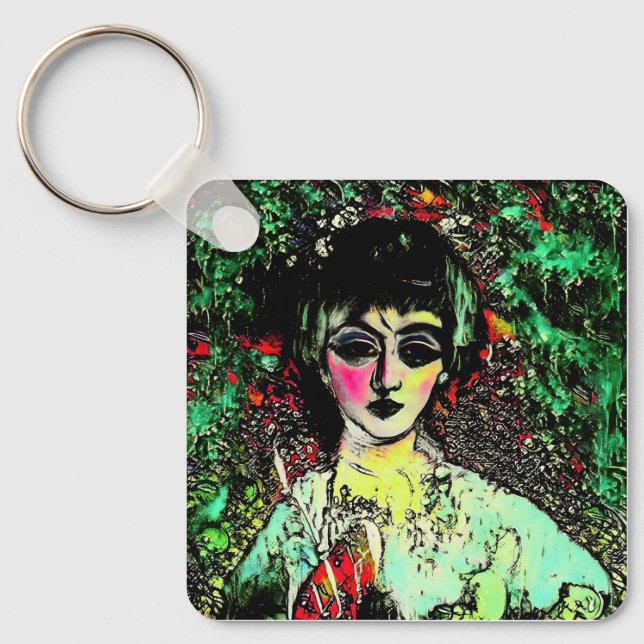 Gothic Beauty Portrait  Keychain (Front)