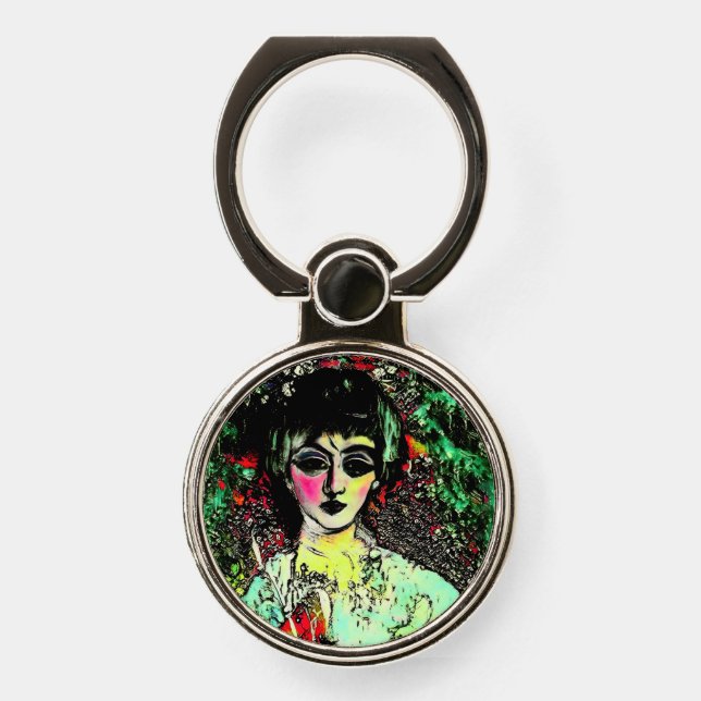 Gothic Beauty Portrait  Phone Ring Stand (Front)