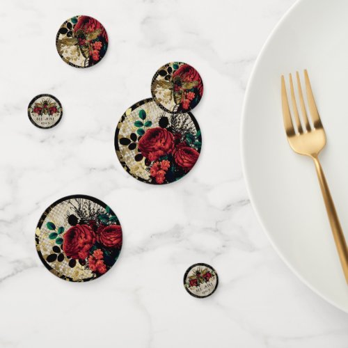 Gothic Bee  Red Roses Table Confetti