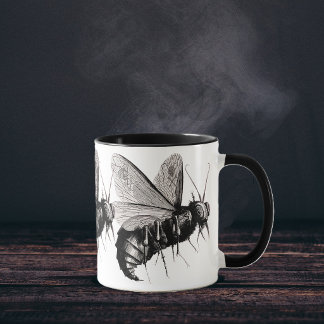 Gothic Bees Skull Wings Mug