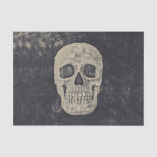 Gothic Beige Gray Vintage Skull Tissue Paper
