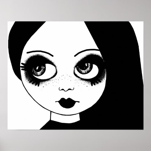 Gothic Big Eye Doll Face Original Art poster