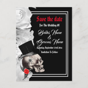 Gothic biker or rock black wedding save the date announcement postcard