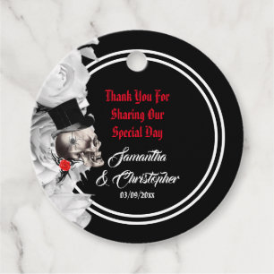 Gothic, biker, or rock thank you wedding favor tags