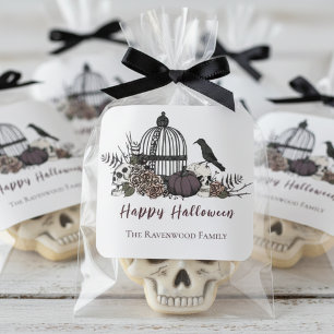 Gothic Birdcage & Roses Halloween Square Sticker