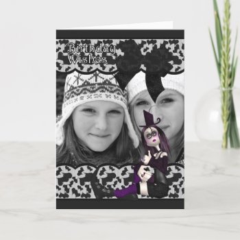 Gothic Birthday Photo Card With Ribbon And Lace - by moonlake at Zazzle