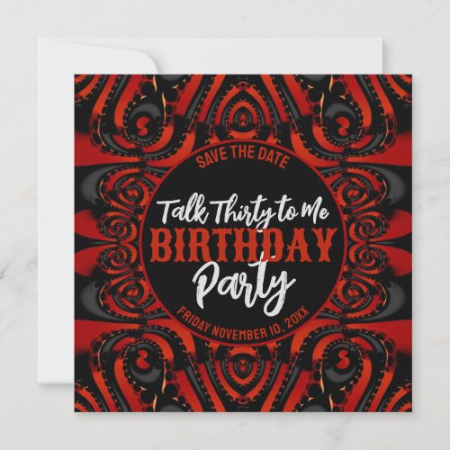 Gothic Birthday Talk Thirty Black  Red Party  Invitation