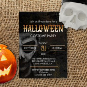 Gothic Black Adult Halloween Scary Costume Party  Invitation