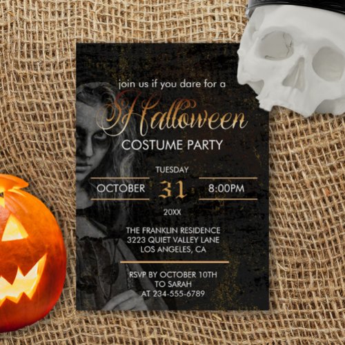 Gothic Black Adult Halloween Scary Costume Party  Invitation