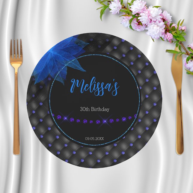 Gothic Black and Blue Birthday  Paper Plates (Creator Uploaded)