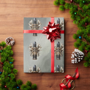 Gothic Black and Gold Lipstick Wrapping Paper