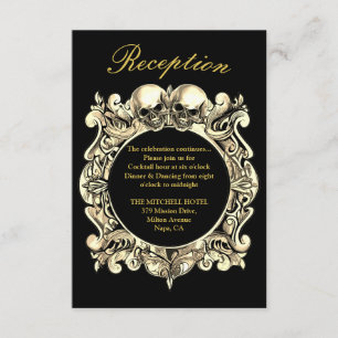 Gothic Black And Gold Monogram Wedding Reception Enclosure Card
