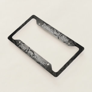 Gothic Black And Grey Swirls Personalized License Plate Frame