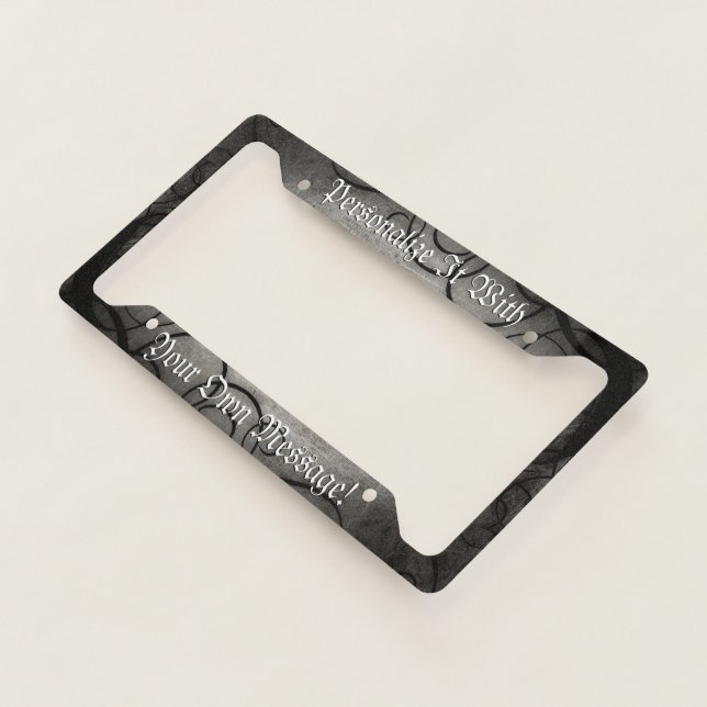 Gothic Black And Grey Swirls Personalized License Plate Frame (3/4)