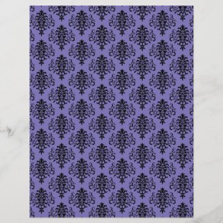 Gothic Black and Purple Damask Scrapbook Paper