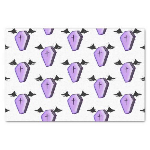 Gothic Black and Purple Pastel Bat Wing Coffin Tissue Paper