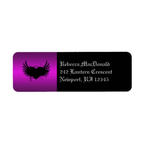 Gothic Black and Purple Return Address Label