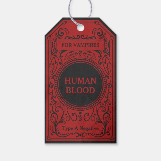 Gothic Black And Red Antique Vampire Blood Tag