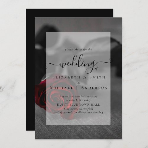 Gothic Black and Red Roses Goth Wedding Invite