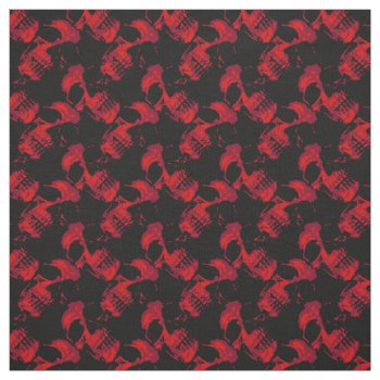 Gothic Black And Red Skulls Pattern Fabric by super_cool at Zazzle