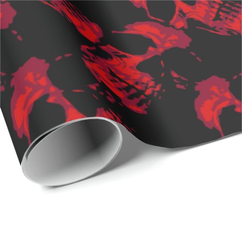 Gothic black and red skulls pattern wrapping paper