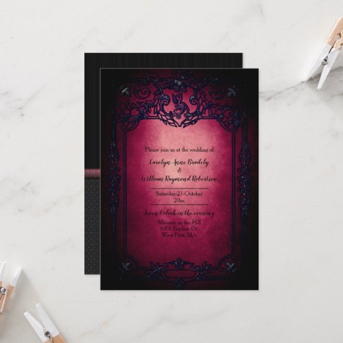 Gothic Black and Ruby Wedding Invitation