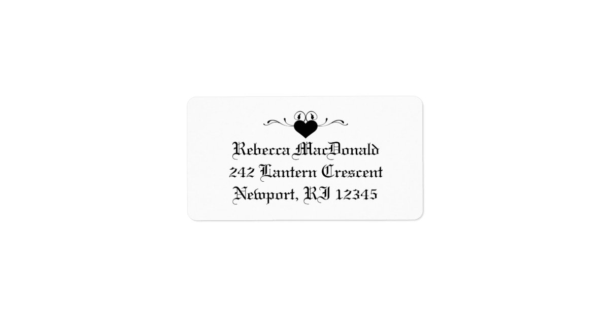 Gothic Black and White Address Label | Zazzle