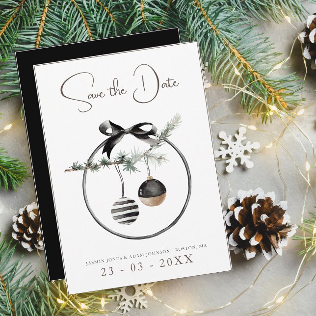 Gothic Black and White Baubles Wedding Save The Date (Creator Uploaded)